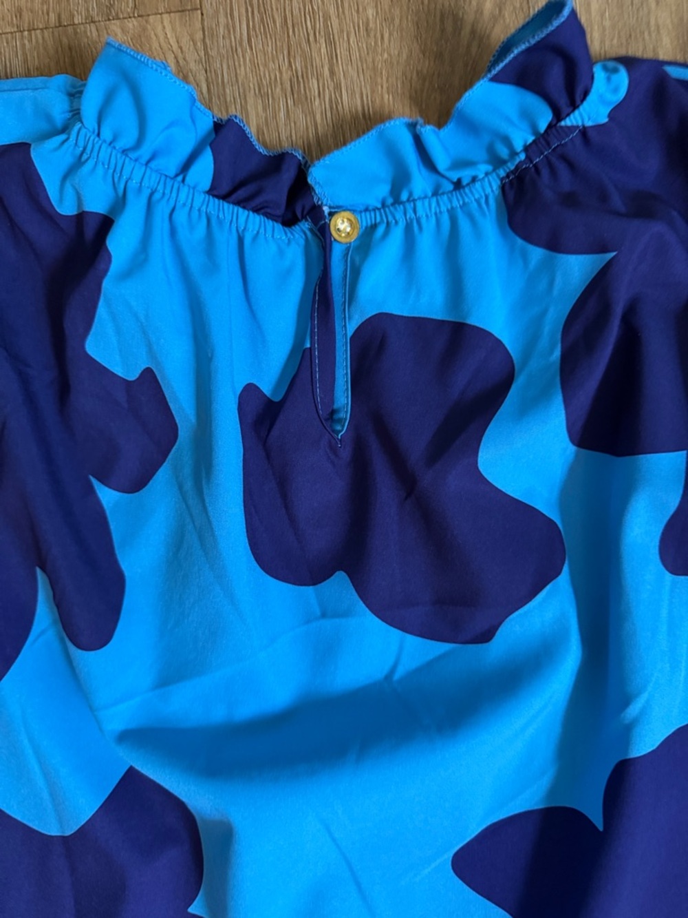 Blue Floral-Print Ruffle Tiered Kids Dress - Picture 5 of 5